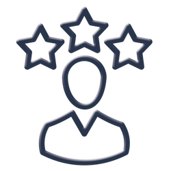 Icon einer Person mit drei Sternen als Symbol für individuelle Anpassung